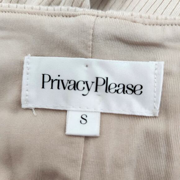 Privacy Please Ribbed Knit Midi Dress Square Neckline Side Slit Cream Size Small - Picture 2 of 6